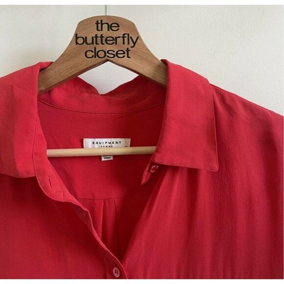 Equipment Slim signature silk blouse size medium Excellent condition red - Picture 3 of 6
